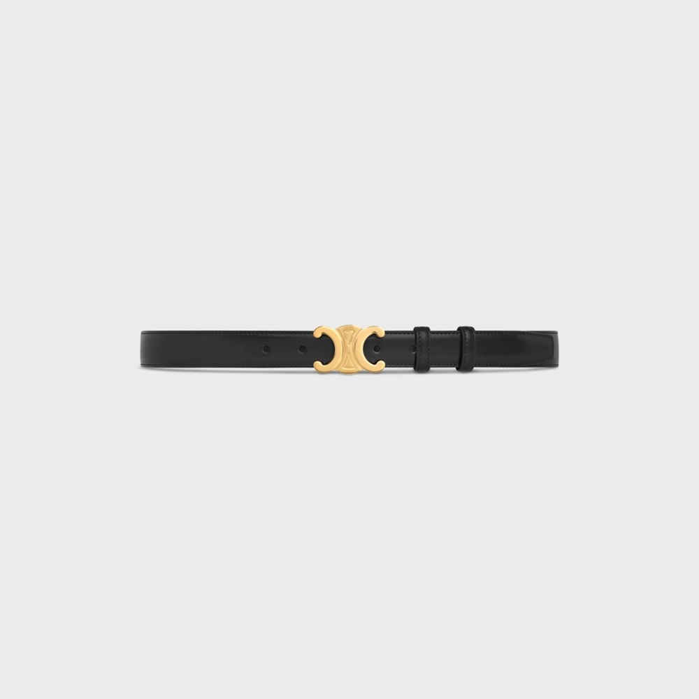 Celine Triomphe Belt Dupe Black with Gold Buckle Medium Width